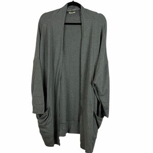 Pact Casual Organic Cotton Open Front Longline Oversized Cardigan XXL Grey
